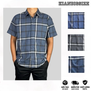 (Sale) Áo Sơ Mi Nam Caảo Bigsize Tay Ngắn không túi vải bố dệt co giãn < 120kg
