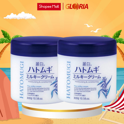 Combo 2 Kem Dưỡng Ẩm Reihaku Hatomugi Moisturizing & Conditioning Milky Cream 300g