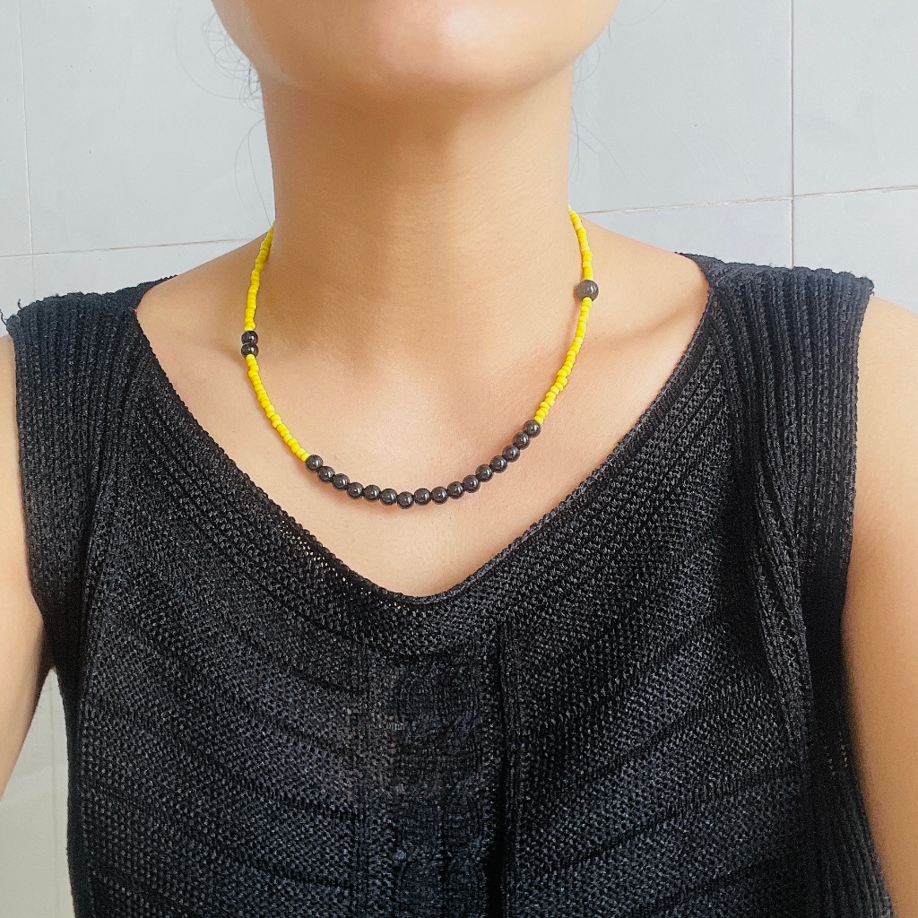 Vòng cổ cườm vàng phối đen C23