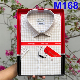 Áo Sơ Mi Nam, Sơ Mi Vàng Nhạt Kẻ Caro Ngắn Tay, Sơ Mi Nam Mẫu Hàn Quốc M168
