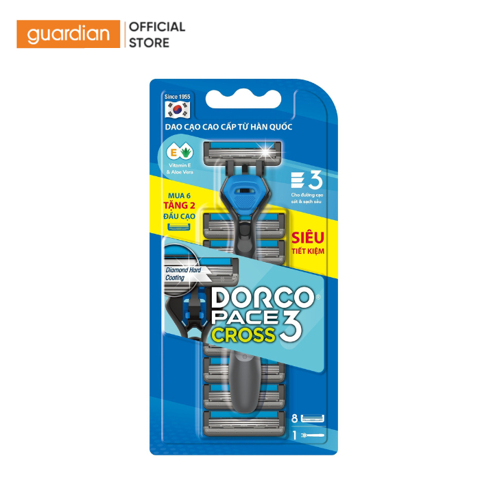 Dao Cạo Râu Dorco Pace 3 Cross 1 Cán và 8 Đầu Cạo | Guardian Việt Nam