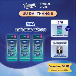 [MUA 3 LỐC TẶNG 1 GÓI KHĂN ƯỚT PROTECT] Khăn Uớt Mini Tempo Protect Ngăn Ngừa Vi Khuẩn Cao Cấp An Toàn