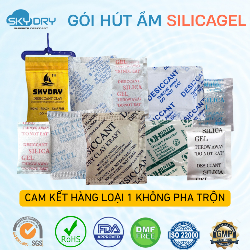 1Kg Gói Hút Ẩm đủ size 1/2/3/5/10 ->100g - Hút ẩm mạnh, bảo quản hàng hóa…