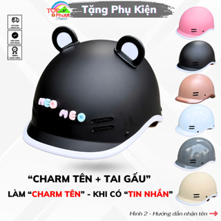  Nón Bảo Hiểm Cá Heo Màu Đen Nhám Viền Trắng Nam Nữ Cao Cấp Tặng Kèm Quà Tặng Tai Gấu Và Charm Tên Gắn Mũ Cute 