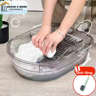  Chậu giặt đồ trong suốt kèm tấm chà quần áo DECOR thông minh chất liệu nhựa PET chịu lực tốt siêubền 