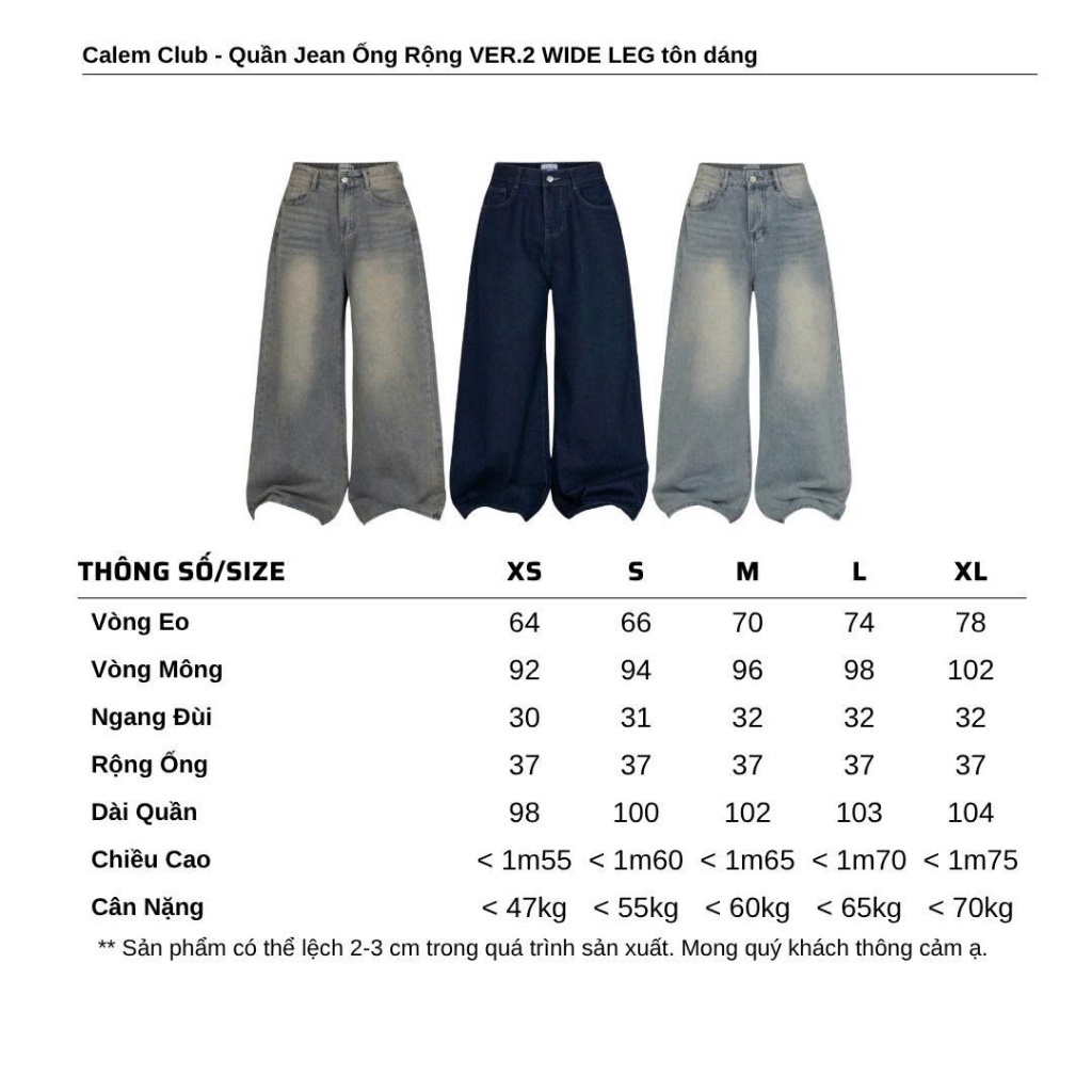 Quần Jeans Ống Rộng Ver 2 WIDE LEG  Calem.Club tôn dáng cạp cao form unisex nam nữ | BigBuy360 - bigbuy360.vn