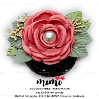 🎀 MiMi Kẹp búi lưới cao cấp 🎀  Kẹp tóc thời trang nữ gắn hoa size 8cm nhiều mầu