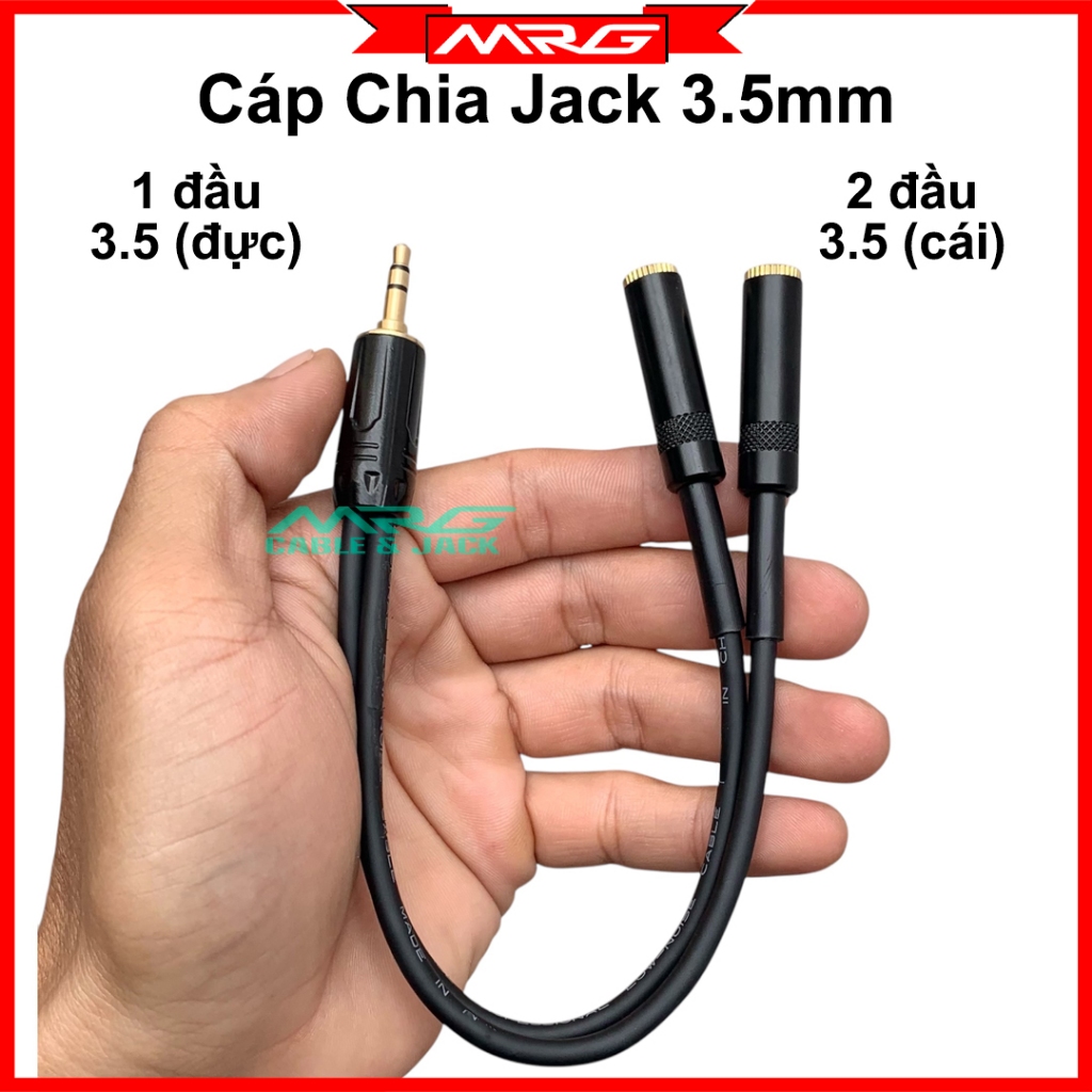 Dây chia jack 3.5, 1 đầu 3.5 đực sang 2 đầu 3.5 cái, giá 1 dây, dài 30cm.