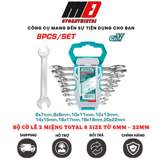 Bộ cờ lê 2 đầu miệng 8 chi tiết 6-22mm total tht102386