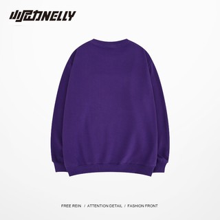 Áo Sweater Nelly Heybig dài tay cổ tròn in chữ Overlap