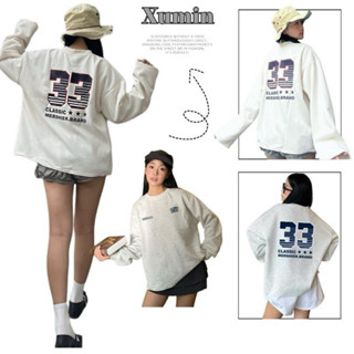 Áo Sweater Chất Liệu Nỉ Ép Hàn Dáng Xuông ( Ko Bo Gấu Áo - Dáng Xuông ) Dáng Rộng Nam Nữ In 33-2 Mặt ( Sweater Dài Tay)