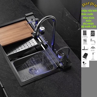 Chậu Rửa Chén 1 Hộc 5 phím Cao Cấp, Bồn Rửa Chất Liệu Inox 304 Phủ Nano Bền Đẹp Đa Chức Năng