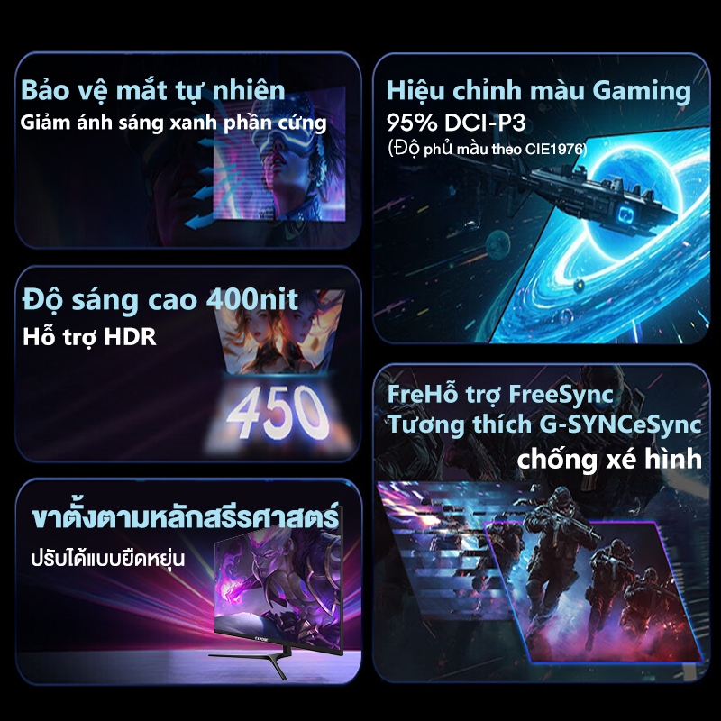 màn hình 24 inch 165Hz/1ms(GTG) Full HD 1080P IPS Hỗ trợ HDMI/VGA/DP HDR400 Mới 100% Bảo hành 3 năm | BigBuy360 - bigbuy360.vn