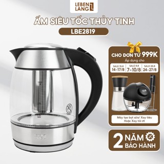 Ấm siêu tốc 1.8 lít bình thủy tinh LEBENLANG từ Đức gồm lõi lọc trà bằng inox, bảo hành 2 năm - LBE2819