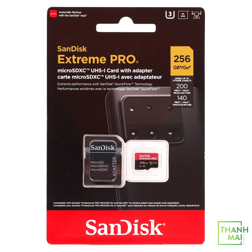 Thẻ Nhớ MicroSDXC SanDisk Extreme Pro V30 A2 256GB 200MB/s | SDSQXCD-256G-GN6MA