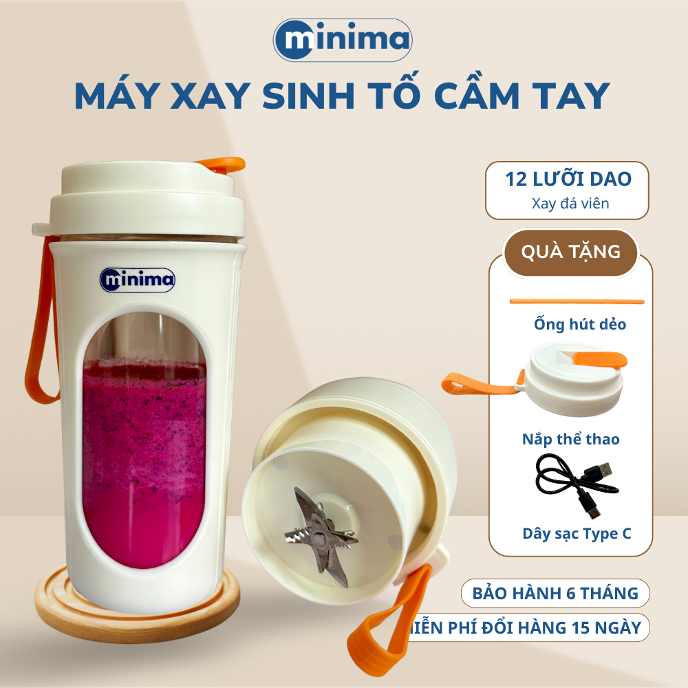 Máy Xay Sinh Tố Mini Cầm Tay MINIMA, Máy xay 12 Lưỡi – Xay Đá, Xay Rau, Xay Trái Cây