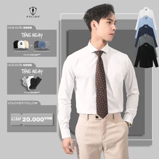 Áo sơ mi dài tay ,sơ mi nam giấu nẹp Polido Bamboo chất vải sợi tre mềm mịn thoải mái