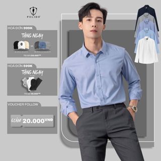 Áo Sơ Mi Trơn Nam Polido Chất Liệu Cotton 5 Màu Thoáng Mát Thấm Hút Mồ Hôi Tốt Thời Trang Nam