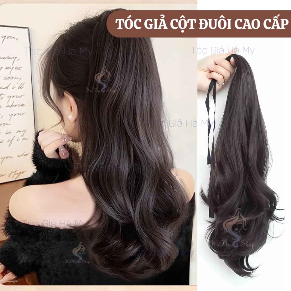 Tóc giả cột đuôi cao cấp đủ màu