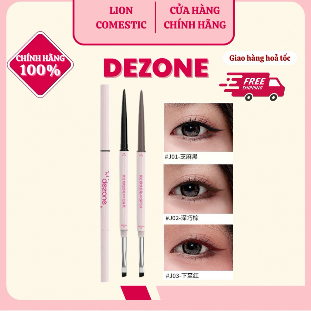 [DEZONE] Chì Kẻ Mắt Dezone Hai Đầu Kèm Cọ Tán Đuôi Mắt Tiện Lợi Bền Màu Chống Nước Lâu Trôi