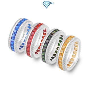 Nhẫn bạc nam tròn đính đá nhiều màu sắc phong cách cá tính phụ kiện trang sức nhẫn nam bạc thật NNA0832 - Trang Sức TNJ 