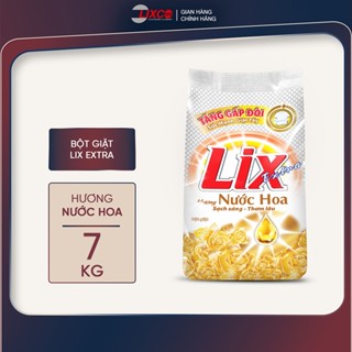 Bột giặt Lix Extra hương nước hoa 7kg EH070 tăng gấp đôi sức mạnh giặt tẩy quần áo sạch thơm lâu cho giặt tay, máy