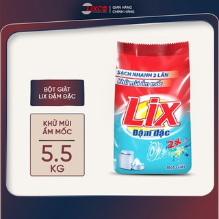  Bột giặt Lix Extra đậm đặc 5,5Kg ED557 gấp đôi sức mạnh làm sạch mọi vết bẩn khử mùi ẩm mốc cho giặt tay và máy 