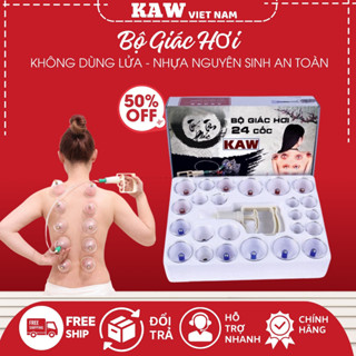 Giác hơi chân không KAW, Dụng Cụ Cạo Gió Giác Hơi Cầm Tay - Không Dùng Lửa, Nhựa Nguyên Sinh 24 Cốc