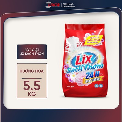Bột giặt Lix Sạch Thơm hương hoa 5.5kg ES550 tăng gấp đôi sức mạnh giặt tẩy, dùng cho giặt tay, máy - Lixco Việt Nam