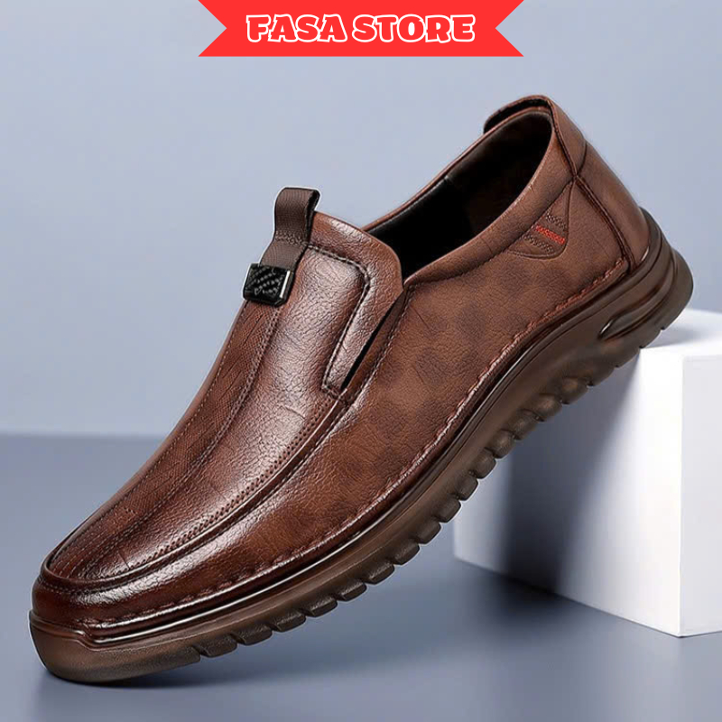 Giày Lười Nam Da Cao Cấp FASASTORE, Đế Cao Su Nguyên Khối, Êm Chân, Lịch Lãm