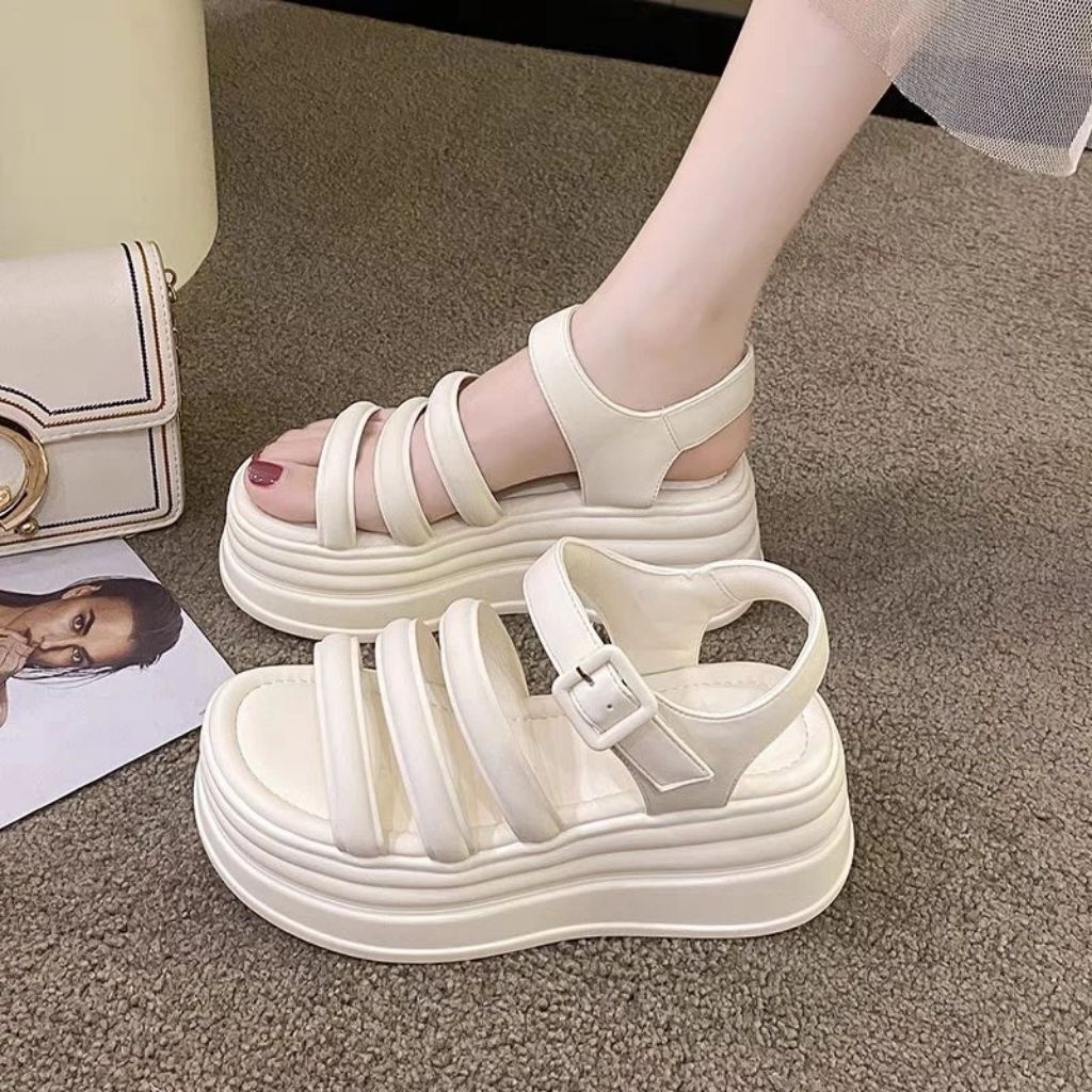Sandal nữ đế cao 5cm chất liệu da PU siêu nhẹ. Sandal nữ học sinh đế 5cm