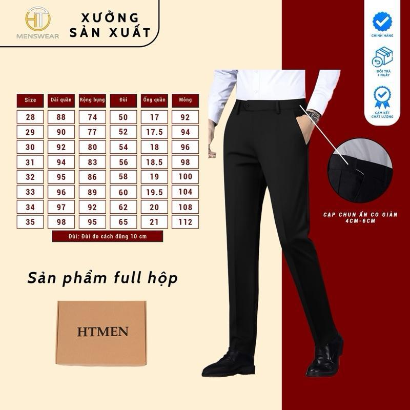  Quần âu cạp chun ẩn bản cao cấp HTMEN Chất vải cotton xịn thấm hút mồ hôi tốt chất vải dày cứng form co giãn 4 chiều 