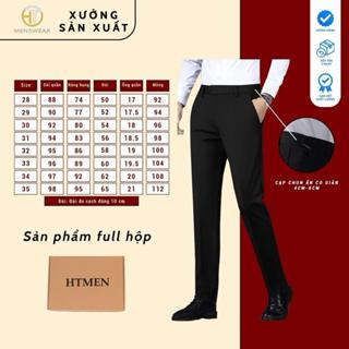  Quần âu cạp chun ẩn bản cao cấp HTMEN Chất vải cotton xịn thấm hút mồ hôi tốt chất vải dày cứng form co giãn 4 chiều 