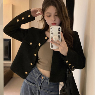 áo khoác dạ nữ mùa đông dễ thương lót lông cừu thu hàn quốc áo khoác đen cardigan y2k mỏng ngoài sang chảnh