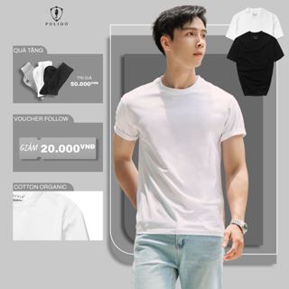 Áo phông nam POLIDO màu trắng chất COTTON thoáng mát không bai rão thấm hút mồ hôi tốt
