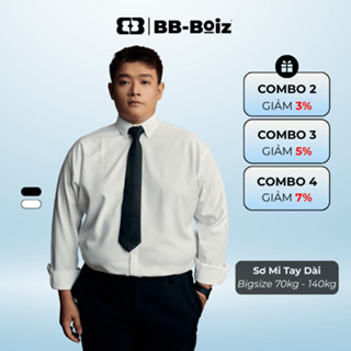 [BigSize] Áo Sơ Mi Nam Tay Dài BB-Boiz Big Size Chất Lụa Màu Trắng - Đen From 70kg - 140kg