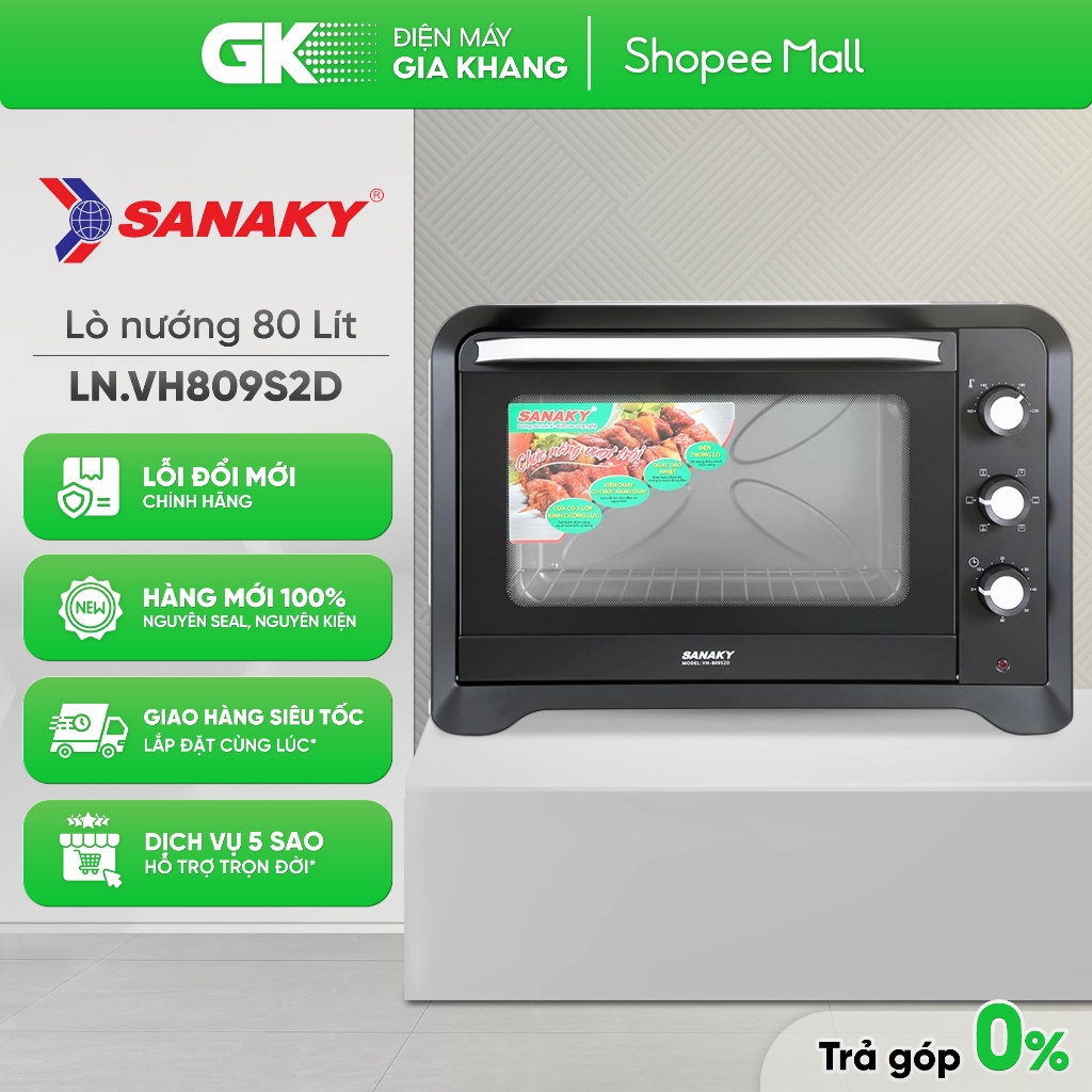 Lò Nướng Sanaky 80 Lít VH-809S2D/N2D | LN.VH809S2D (Đen) - LN.VH809N2D (Vàng đồng) [Toàn Quốc]