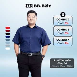 [BigSize] Áo Sơ mi nam tay ngắn công sở BB-Boiz Big Size form 70kg - 140kg | Trơn Đủ Màu.