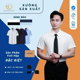  Áo sơ mi lụa ngắn tay nam full hộp HTmen Menswear Shirt - Tặng Sịp Đùi Nam Kem 