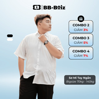 [BigSize] ÁO SƠ MI TAY NGẮN Nam BB - Boiz Form Big Size 70kg - 140kg | Màu Trắng/ Đen