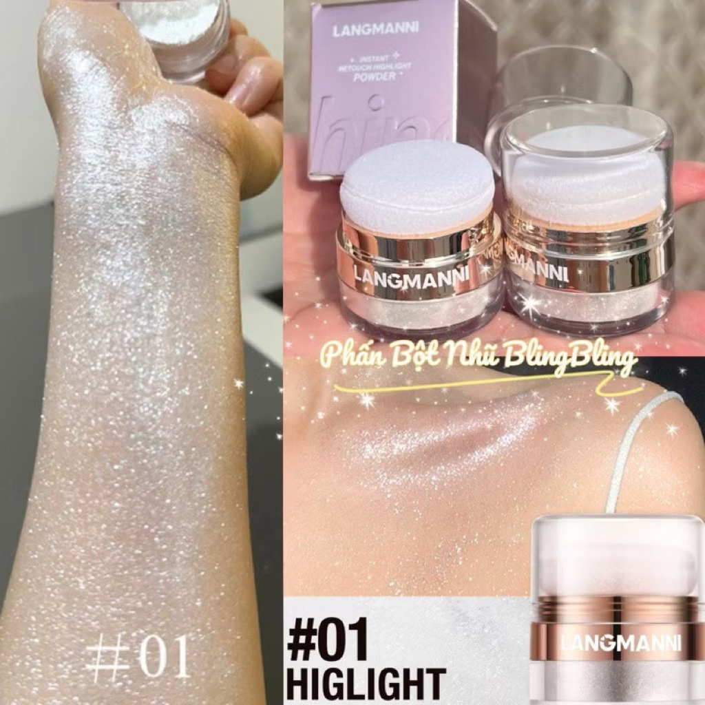 Phấn Nhũ Bột Nhũ Lấp Lánh Bling Langmanni dùng cho body makeup