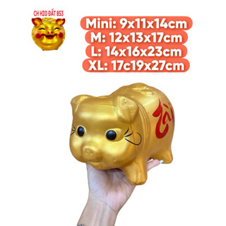  Heo đất 853 - Lợn đất vàng tài lộc 4size dùng tiết kiệm tiền trang trí quà tặng quà lưu niệm 