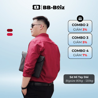   BigSize  Áo Sơ Mi Tay Dài Nam Màu Đỏ BB - Boiz Form 80kg - 120kg | Chất Kate Mỹ 