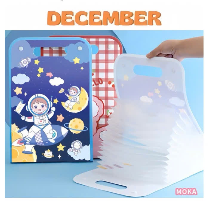 Túi Đựng Tài Liệu A4, Cặp Đựng Hồ Sơ Khổ A4 Chất Liệu Nhựa Dẻo 12 Ngăn Hoạ Tiết Đa Dạng Dễ Thương DE