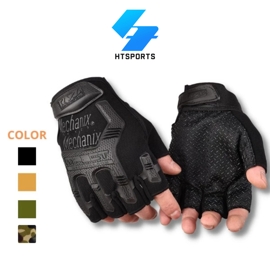 Găng tay nam cụt ngón Mpact HT Sports đi phượt xe máy, thể thao thoảng mát - MP2