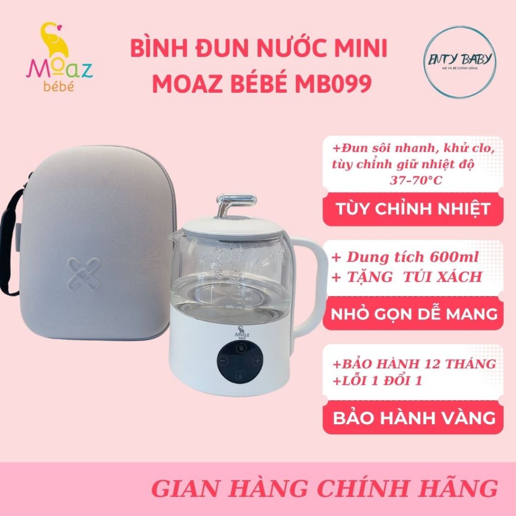 Bình đun nước pha sữa mini Moaz BeBe MB099 | 600ml – đun nhanh – giữ nhiệt 48h – ENTY BABY