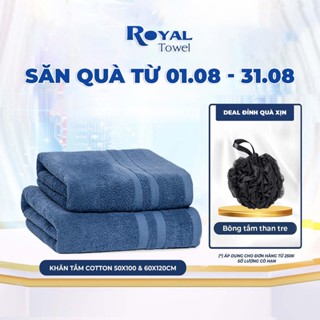 Khăn tắm 50x100cm, 60x120cm ROYAL TOWEL 100% cotton cao cấp dày thấm hút, không đổ lông, không ra màu dùng cho gia đình