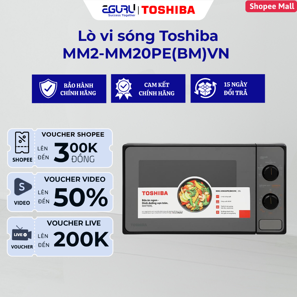 Lò vi sóng Toshiba MM2-MM20PE(BM)VN - Hàng Chính Hãng - Bảo Hành 12 Tháng