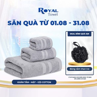 Khăn Tắm Gội Đầu Lau Mặt ROYAL TOWEL 100% Cotton Cao Cấp Bông Dày Thấm Hút Không Đổ Lông Dùng Cho Gia Đình Khách Sạn Spa