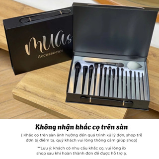 [Bộ cọ MUA Lux 16 cây có mút] Bộ cọ MUAs Lux 16 cây thân gỗ đen chất lông mền mịn sang chảnh kèm mút